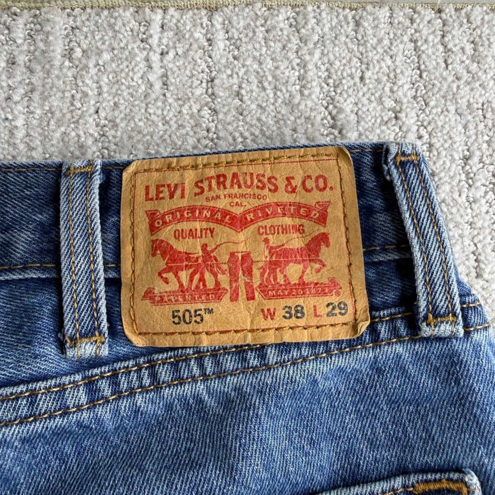 Levis 505 Regular Fit Straight Leg Jeans Mens Size 38x29 Blue Denim 505-0216 - Picture 5 of 8